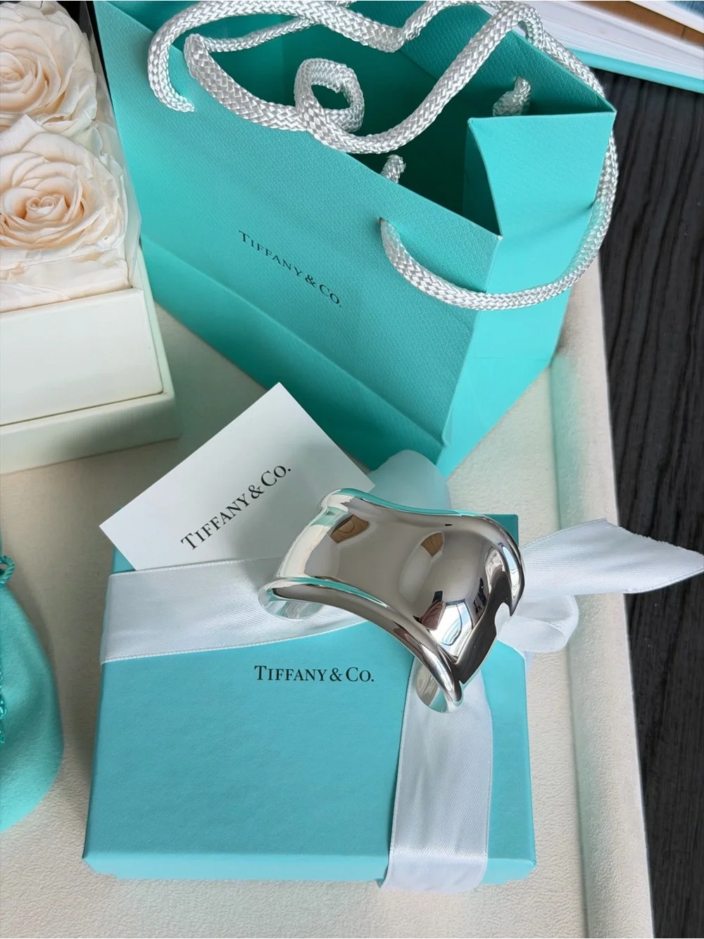 Tiffany & Co. Elsa Peretti Small Bone Cuff Sterling Silver Right Wrist M $2,100